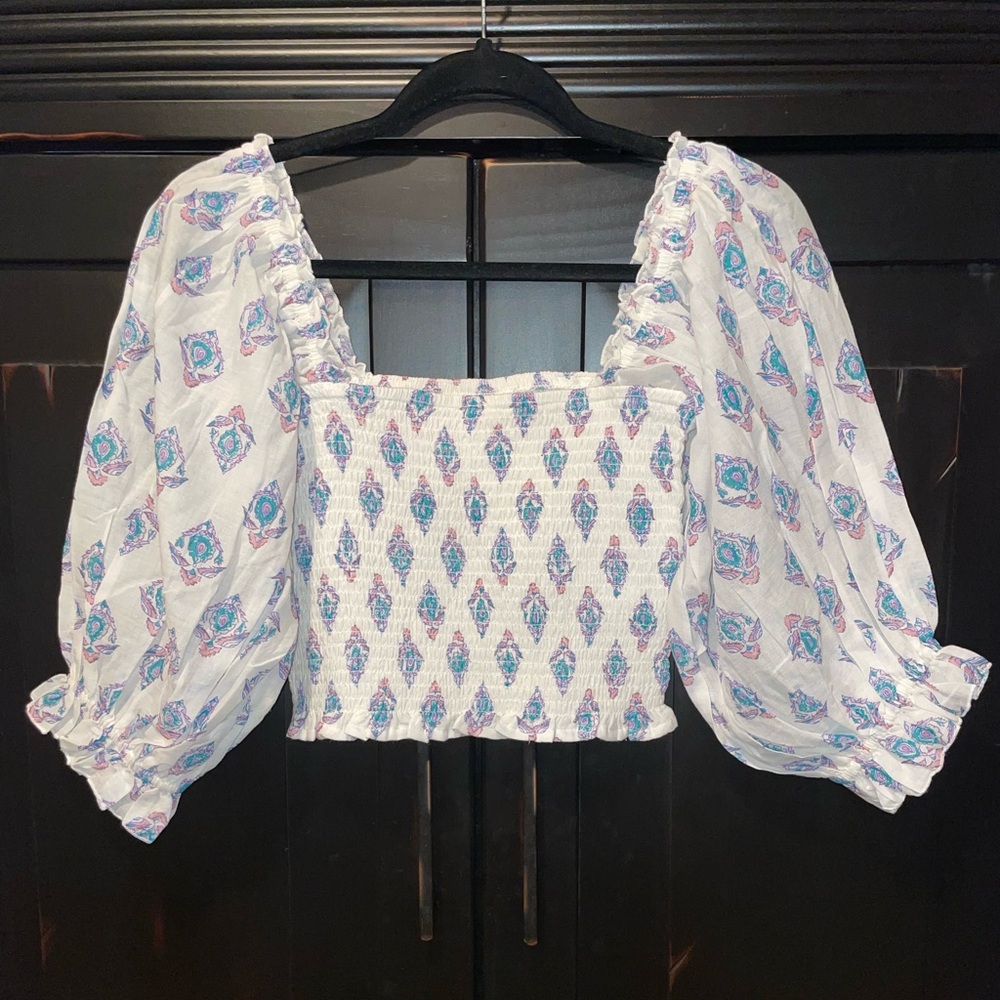 Billabong Long Flutter Sleeve Crop Top Size M